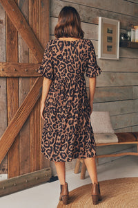 Terri Leopard Midi Tiered Dress
