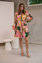 Load image into Gallery viewer, Ashlynn Pink/Orange Smock Tie Waist Dress