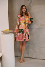 Load image into Gallery viewer, Ashlynn Pink/Orange Smock Tie Waist Dress