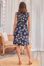 Load image into Gallery viewer, Maggie Navy/Tan Bold Floral Midi Dress