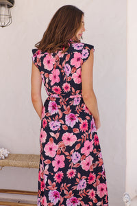 Trissa Navy/Pink Floral Print Dress
