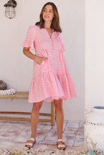 Load image into Gallery viewer, Alana Pink Gingham Print Smock Dress