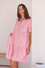 Load image into Gallery viewer, Alana Pink Gingham Print Smock Dress