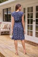 Load image into Gallery viewer, Maggie Navy/Royal Print Floral Midi Dress