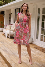 Load image into Gallery viewer, Maggie Pink/Brown Patchwork paisley Print Midi Dress