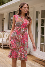 Load image into Gallery viewer, Maggie Pink/Brown Patchwork paisley Print Midi Dress