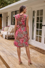 Load image into Gallery viewer, Maggie Pink/Brown Patchwork paisley Print Midi Dress