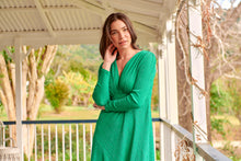 Load image into Gallery viewer, Azalia Green V Neck Long Sleeve Evening Dress