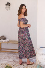 Load image into Gallery viewer, Gigi Shirred off Shoulder Navy Floral Dress