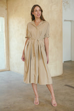 Load image into Gallery viewer, Annie Trench Style Short Sleeve Collared Beige Button Midi Dress