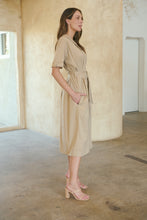 Load image into Gallery viewer, Annie Trench Style Short Sleeve Collared Beige Button Midi Dress