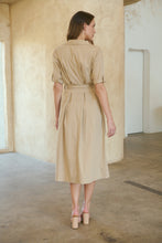 Load image into Gallery viewer, Annie Trench Style Short Sleeve Collared Beige Button Midi Dress