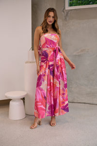Reese Strapless Pink/Purple Strapless Jumpsuit