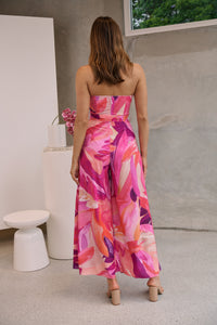 Reese Strapless Pink/Purple Strapless Jumpsuit
