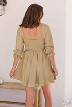 Load image into Gallery viewer, Rylee Olive Long Sleeve Shirred Dress