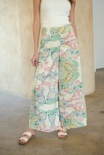 Load image into Gallery viewer, Aelia Cream/Multi Paisley Print Satin Pant