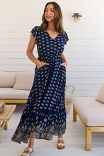 Load image into Gallery viewer, Augustina Navy/White/Mustard Floral Button Front Maxi Dress