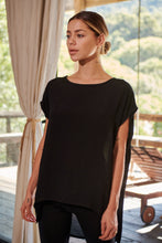 Load image into Gallery viewer, Chele Short Sleeve Oversized Black Plain Top