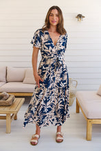 Load image into Gallery viewer, Ridley Floral Navy/Pink/White Cross Over Front Maxi Dress