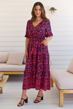 Load image into Gallery viewer, Nyla Navy/Pink/Red V Neck Maxi Dress