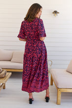 Load image into Gallery viewer, Nyla Navy/Pink/Red V Neck Maxi Dress