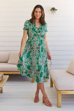 Load image into Gallery viewer, Zaira Green/Beige Print Midi Dress