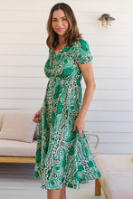 Load image into Gallery viewer, Zaira Green/Beige Print Midi Dress