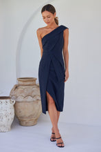Load image into Gallery viewer, Eleanor One Shoulder Navy Evening Dress