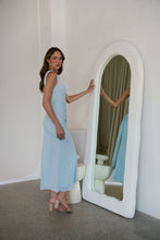 Load image into Gallery viewer, Amina One Shoulder Sky Blue Crepe Evening Dress