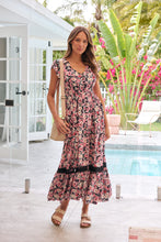 Load image into Gallery viewer, Augustina Pink/Grey Floral Button Front Maxi Dress