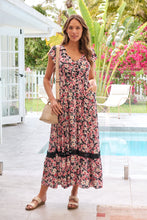 Load image into Gallery viewer, Augustina Pink/Grey Floral Button Front Maxi Dress