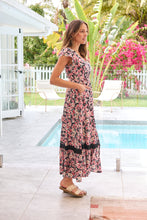 Load image into Gallery viewer, Augustina Pink/Grey Floral Button Front Maxi Dress