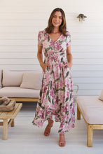 Load image into Gallery viewer, Leilani Beige/ Purple Floral Button Front Maxi Dress