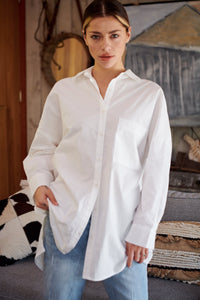 Jennifer Oversized White Button Up Shirt