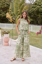 Load image into Gallery viewer, Deja Boho Paisley Patchwork Green/White Print Pants - Part of a set