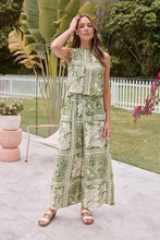 Load image into Gallery viewer, Deja Boho Paisley Patchwork Green/White Print Pants - Part of a set