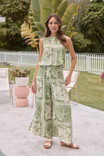 Load image into Gallery viewer, Deja Boho Paisley Patchwork Green/White Print Pants - Part of a set