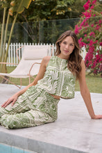 Load image into Gallery viewer, Deja Boho Paisley Patchwork Green/White Print Pants - Part of a set