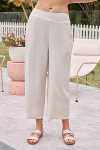 Ziara Beige Faux Linen Pants