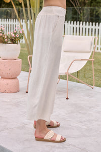 Ziara Beige Faux Linen Pants