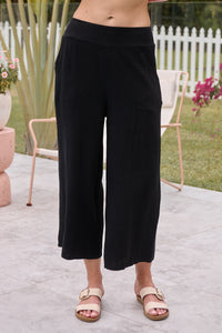 Ziara Black Faux Linen Pants