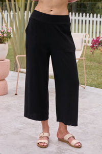 Ziara Black Faux Linen Pants