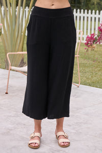 Ziara Black Faux Linen Pants