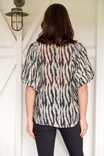 Load image into Gallery viewer, Abigail Puff Sleeve Black Zebra Print Blouse