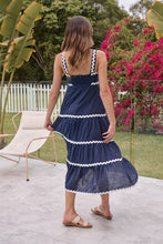 Load image into Gallery viewer, Avelie Trim Linen Blend Navy/White Dress