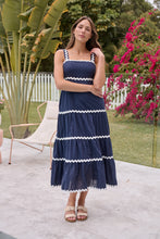 Load image into Gallery viewer, Avelie Trim Linen Blend Navy/White Dress