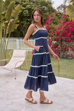 Load image into Gallery viewer, Avelie Trim Linen Blend Navy/White Dress