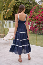 Load image into Gallery viewer, Avelie Trim Linen Blend Navy/White Dress