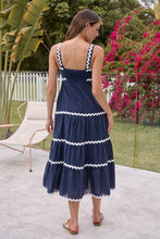 Load image into Gallery viewer, Avelie Trim Linen Blend Navy/White Dress