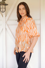 Load image into Gallery viewer, Abigail Puff Sleeve Orange Zebra Print Blouse